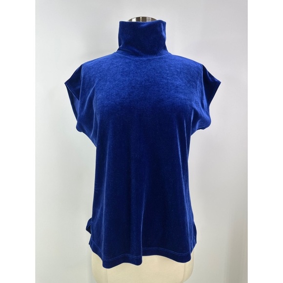 Chicos Velvet Turtleneck Cap Sleeve Top - Picture 1 of 8